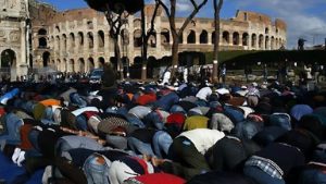 Muslims stage protest prayers near Rome’s Colosseum