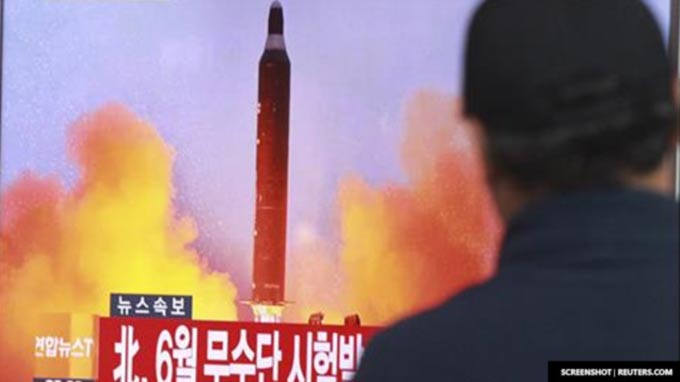 North Korea fires ballistic missile, in test for Trump