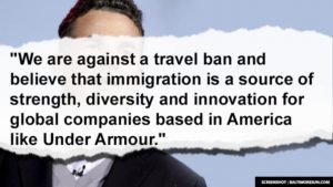 ‘We are against a travel ban,’ Under Armour says