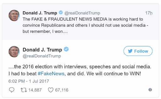 Trump Lashes Out On Media Calling It 'Fake & Fraudulent' In Twitter Row