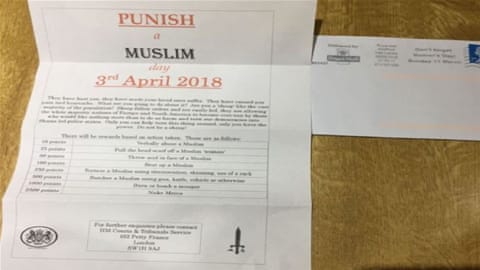 Counter-terror police investigate 'punish a Muslim' day letters