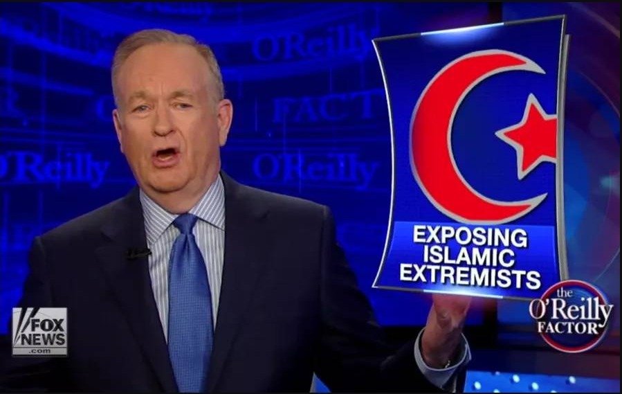 Right-wing pundit Bill O'Reilly rails against “Islamic extremists” on his former news commentary show, The O'Reilly Factor. (Fox News)