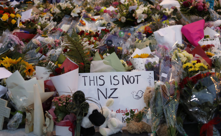 Vincent Yu | AP Flowers lay at a memorial near the Masjid Al Noor mosque for victims in March 15 shooting in Christchurch, New Zealand, March 16, 2019.