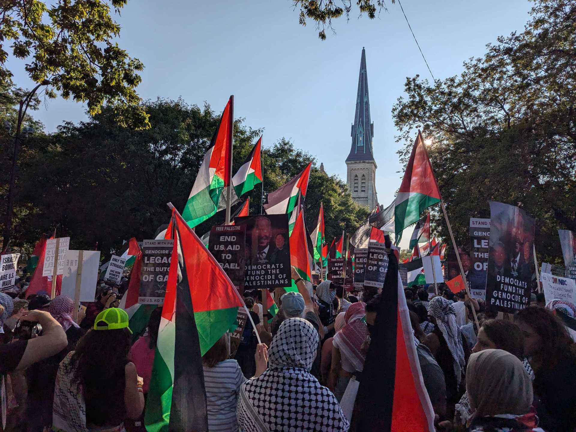 ‘There’s nothing to celebrate’: Gaza protests continue around DNC