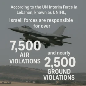 According to the UN Interim Force in Lebanon, known as UNIFIL, Israeli forces are responsible for over 7,500 air violations and nearly 2,500 ground violations in the past year. This totals nearly 10,000 violations in less than a year of the ceasefire, which took effect on November 27, 2024.