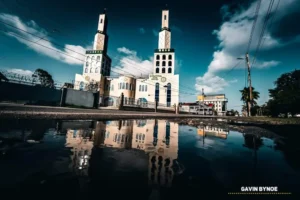 A night view of Queenstown Mosque, Georgetown Guyana by Gavin Bynoe – Real Estate Professional